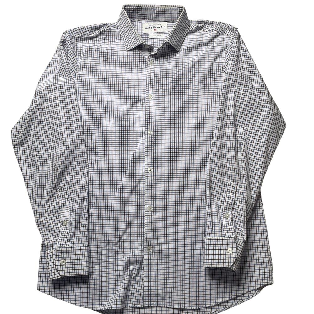Mizzen+Main Plaid Leeward Long Sleeve Button Up Shirt XL Trim Fit Men's